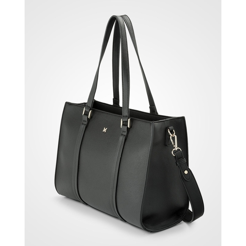 Riley Zip Top Tote With Crossbody Strap Black