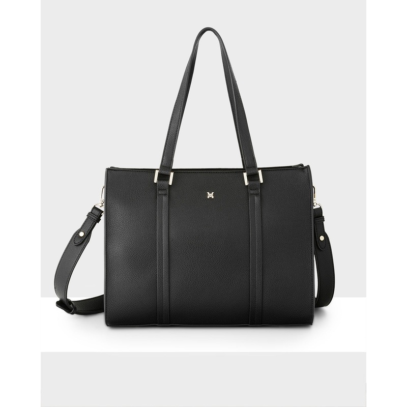 Riley Zip Top Tote With Crossbody Strap Black