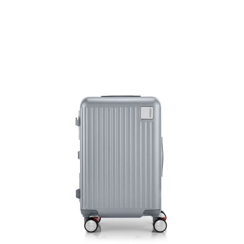 American Tourister – Lockation 55cm Fully Framed Carry on Suitcase – Silver Silver