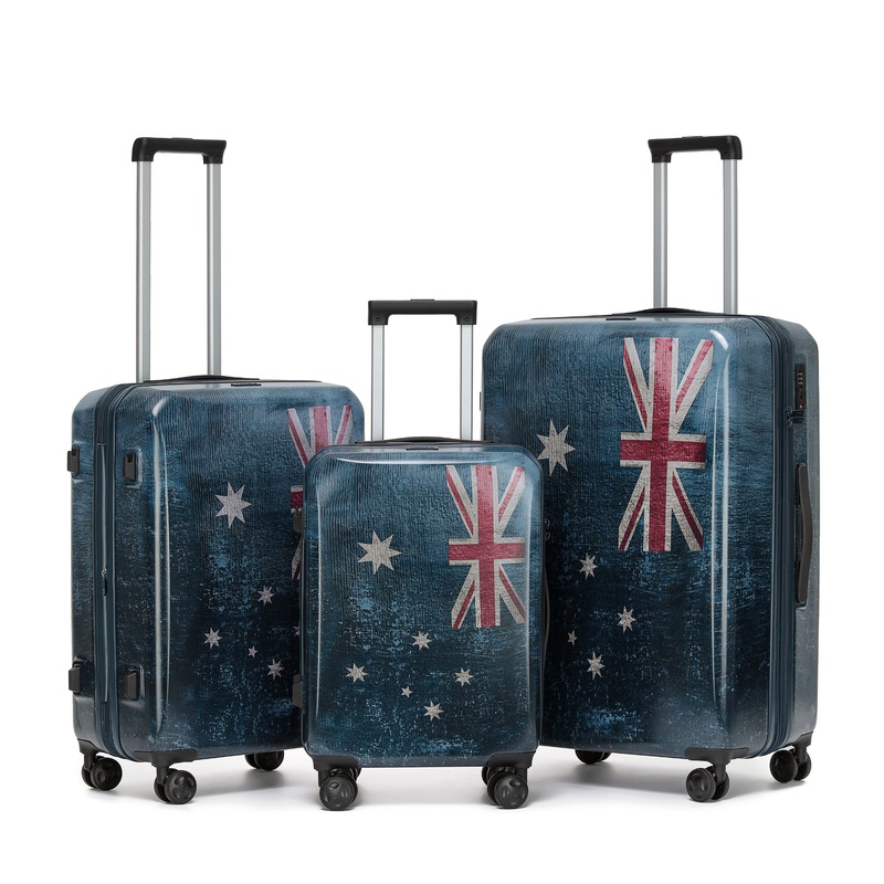 Tosca – TCA705-3 Set of 3 (L-M-S) Australia Flag Australiana Luggage Set – Navy Navy