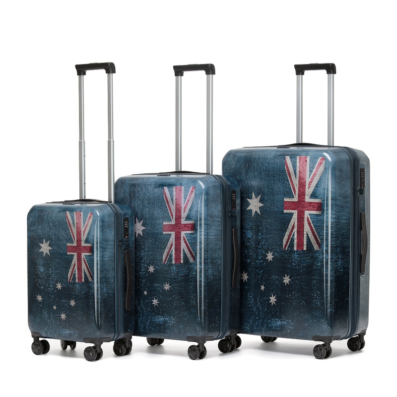Tosca – TCA705-3 Set of 3 (L-M-S) Australia Flag Australiana Luggage Set – Navy Navy