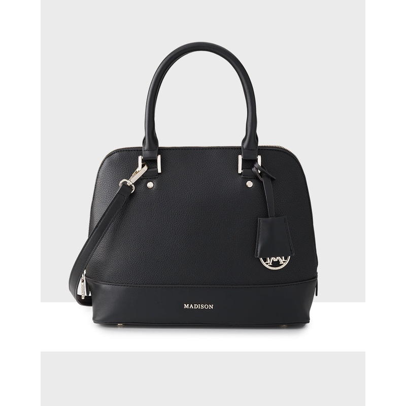 Grace Medium Dome Satchel Bag Black