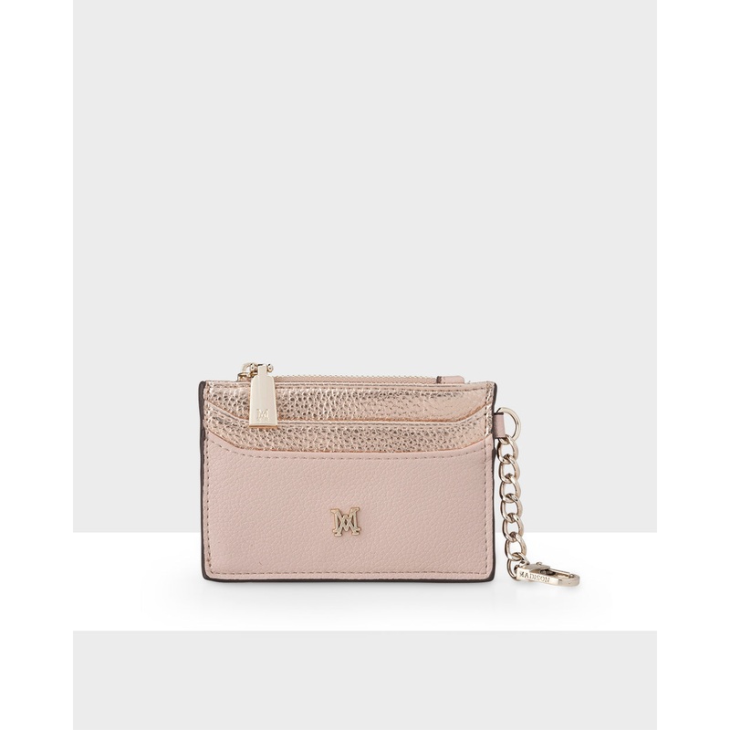 Hannah Zip Card Case With Chain Clip Blush/Rose Gold