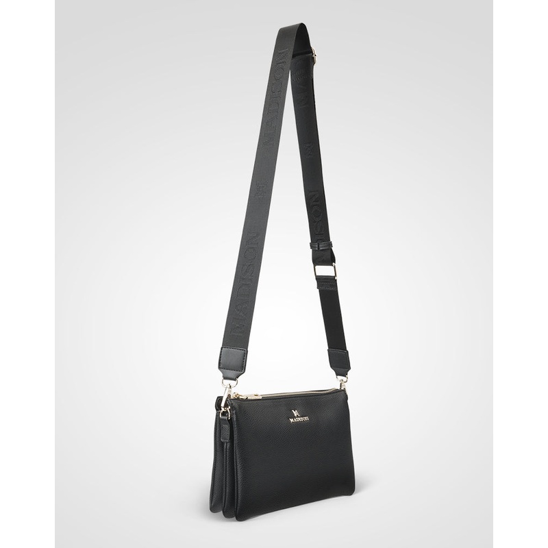 Avery 3 Compartment Crossbody Bag + Monogram Bag Strap Black + Black