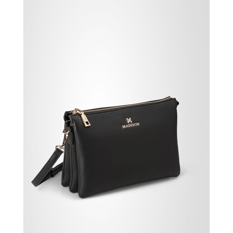 Avery 3 Compartment Crossbody Bag + Utility Bag Strap Black + Black