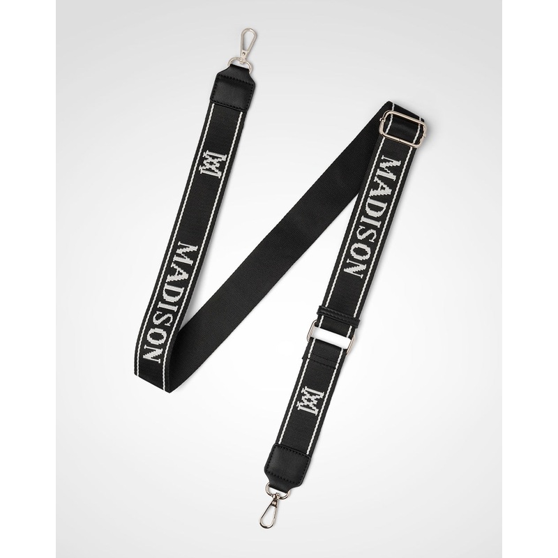 Grace Medium Dome Satchel Bag + Monogram Stripe Bag Strap Black + Black & White