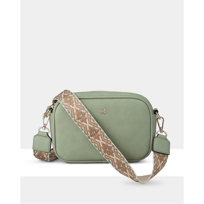 Monica Camera Crossbody Bag + Aztec Bag Strap Sage Green + Sage Green