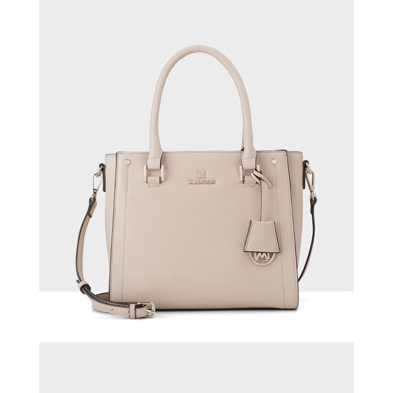 Angie Medium 3 Compartment Satchel Bag Nude