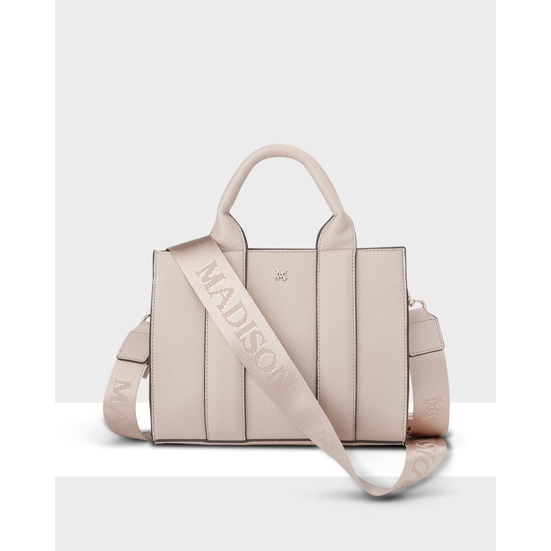 Nova Small Grab Tote With Monogram Strap Nude + Nude