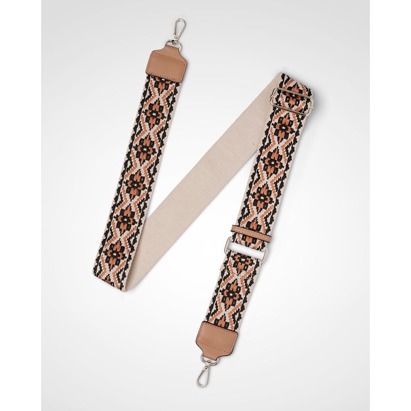 Vivian Medium Zip Top Tote With Aztec Strap Caramel + Caramel & Black