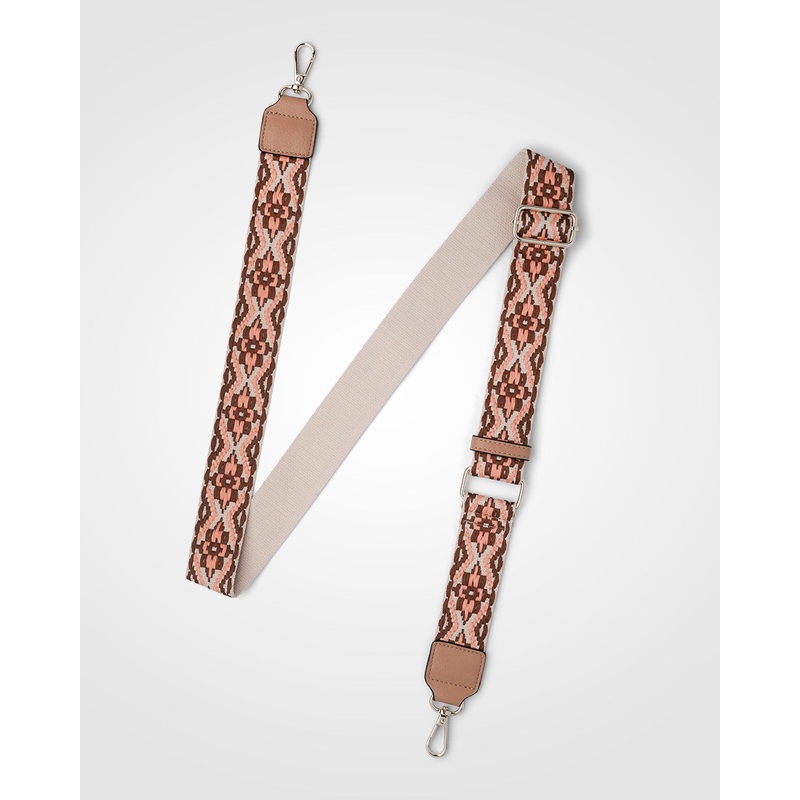 Vivian Medium Zip Top Tote With Aztec Strap Caramel + Natural, Peach & Brown