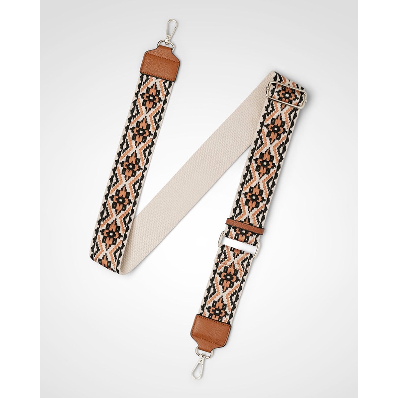 Vivian Medium Zip Top Tote With Aztec Strap Lt Tan + Caramel & Black