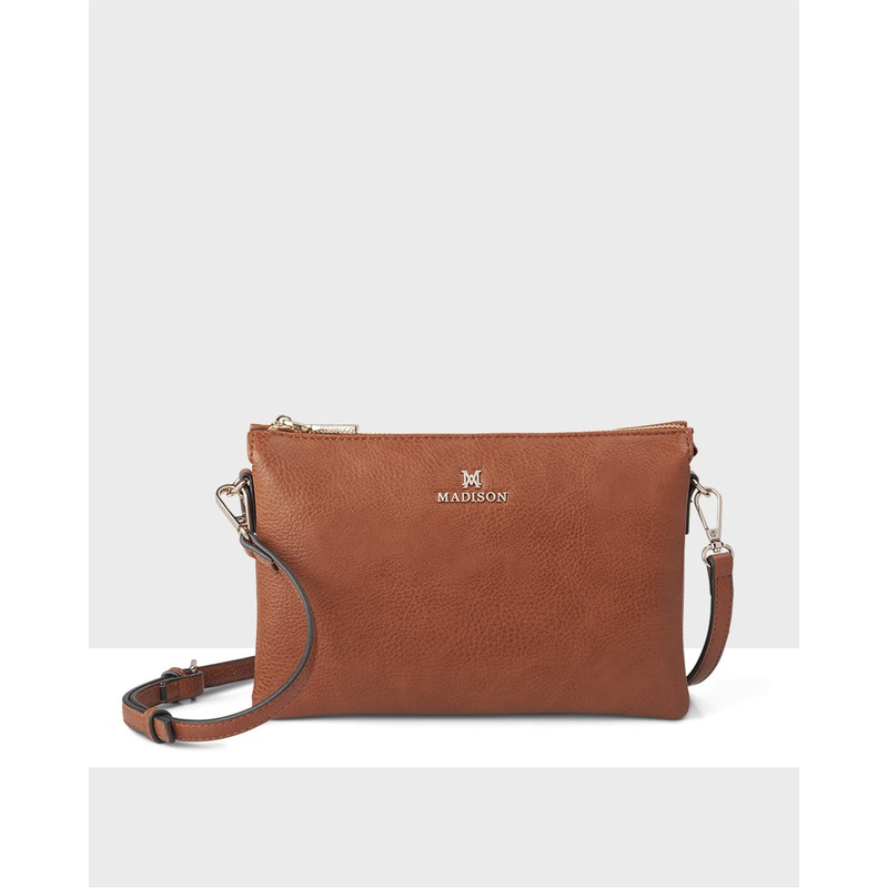 Avery 3 Compartment Crossbody Bag Dk Tan