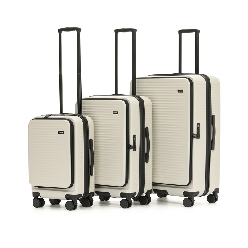 Tosca – ZEN Set of 3 (L-M-S) Top Lid opening Suitcases – Stone STONE