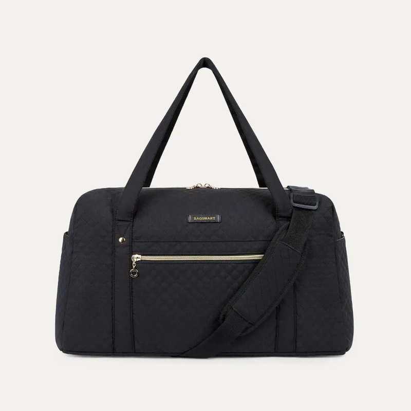 Weekender Overnight Bag Large Carry-on Bag With Shoe Bag Black