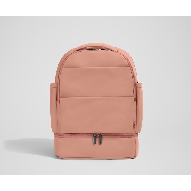 The Double Diaper Backpack in Clay Pink Jet Black