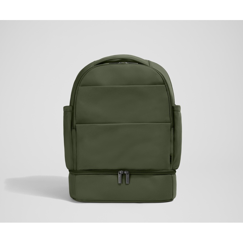 The Double Diaper Backpack in Olive Green Jet Black