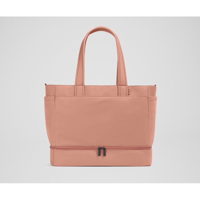 The Double Diaper Tote in Clay Pink Jet Black