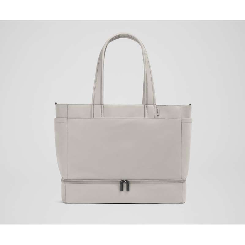 The Double Diaper Tote in Cloud Gray Jet Black