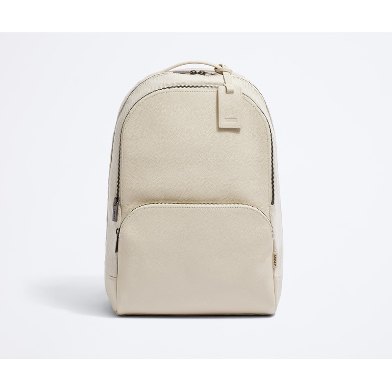 The Transit Leather Backpack Cream White