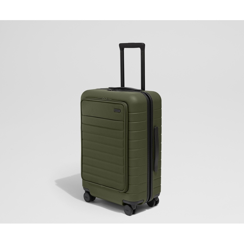 The Executive Bigger Carry-On in Olive Green Jet Black