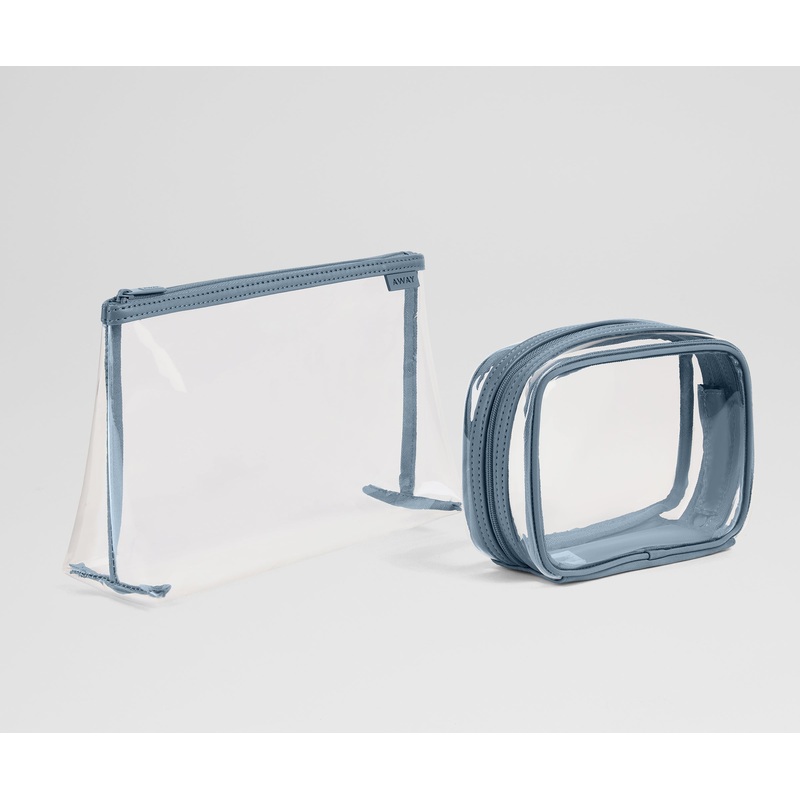 Clear Pouch Set in Coast Blue Jet Black