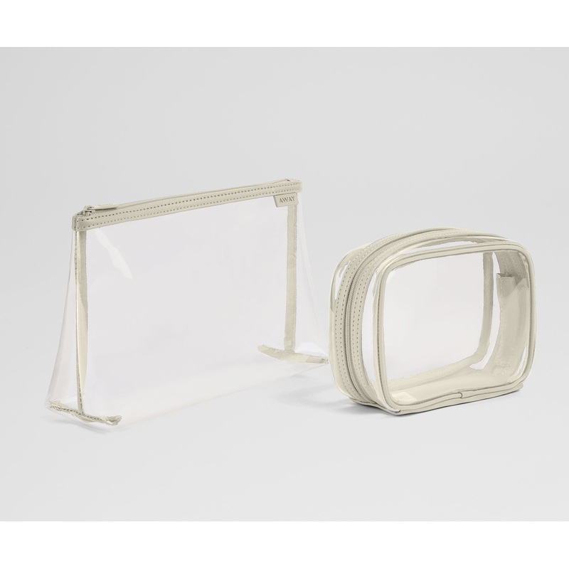 Clear Pouch Set in Salt White Jet Black