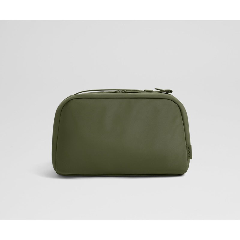 Large Toiletry Bag in Olive Green Jet Black