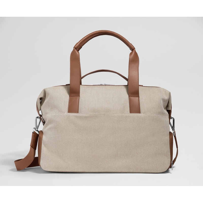 Canvas Overnight Bag in Saddle Brown Jet Black