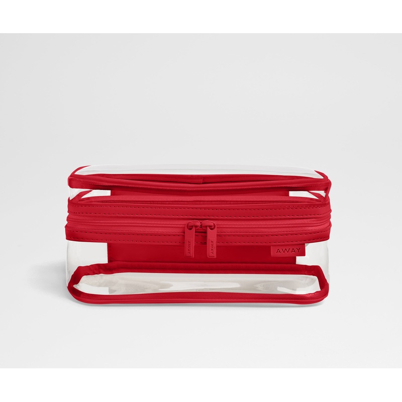 Clear Toiletry Bag in Cherry Red Jet Black
