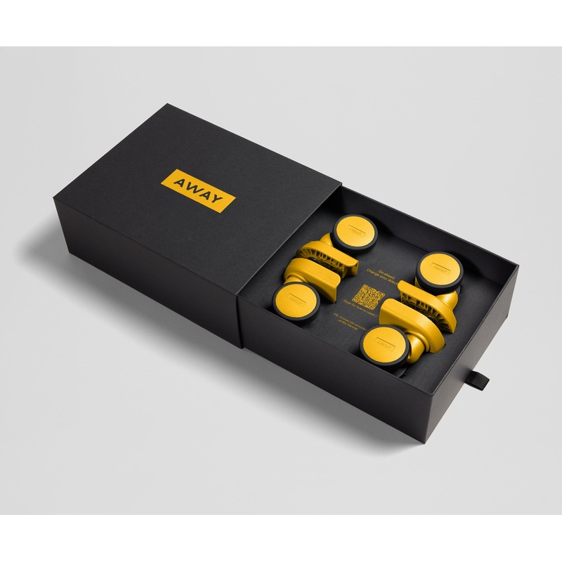 Custom Carry-On Wheel Set in Marigold Yellow Coast Blue