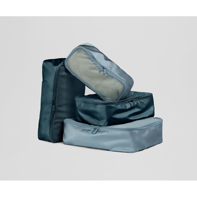 The Insider Packing Cubes in Stormy Teal & Arctic Blue Jet Black