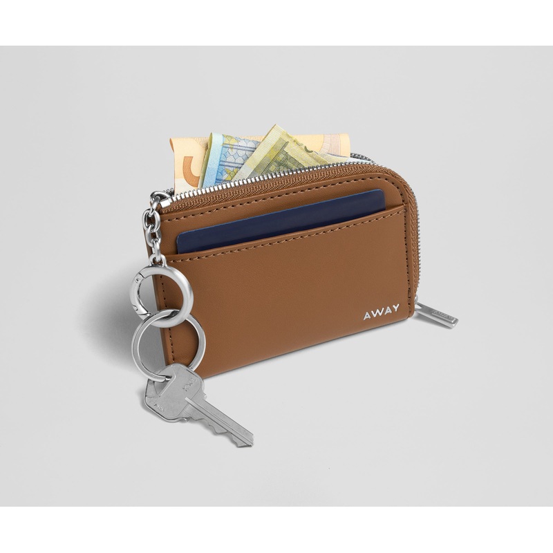 Zip Card Case in Saddle Brown Jet Black