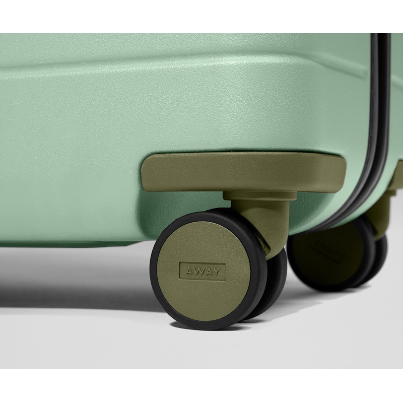 Custom Carry-On Wheel Set in Olive Green Coast Blue