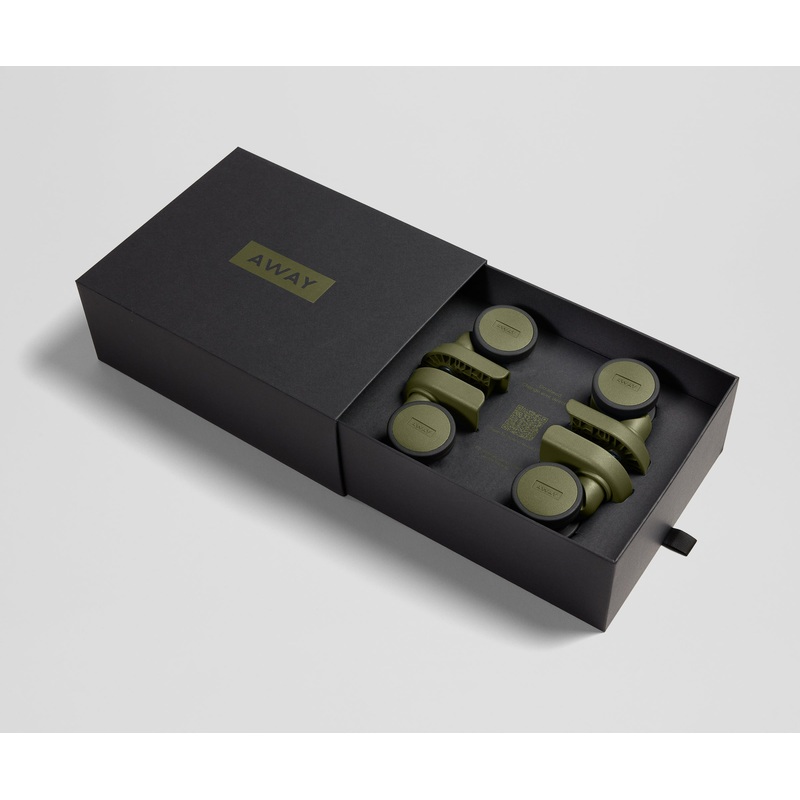 Custom Carry-On Wheel Set in Olive Green Coast Blue