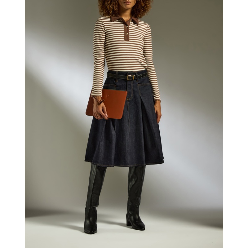 Zipped Pouch with Wristlet in Tan Leather – 1914 Collection