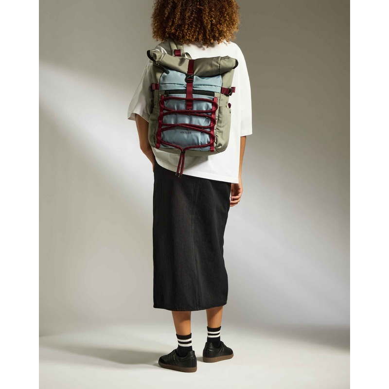 Discovery Roll Top Backpack in Mist Blue