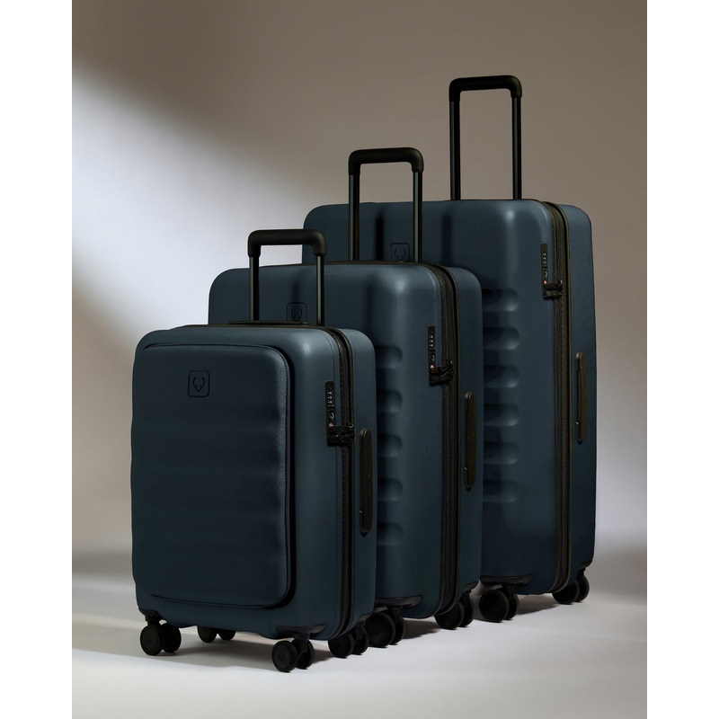 Carry-on with Pocket Luggage Set in Indigo Blue – Icon Stripe