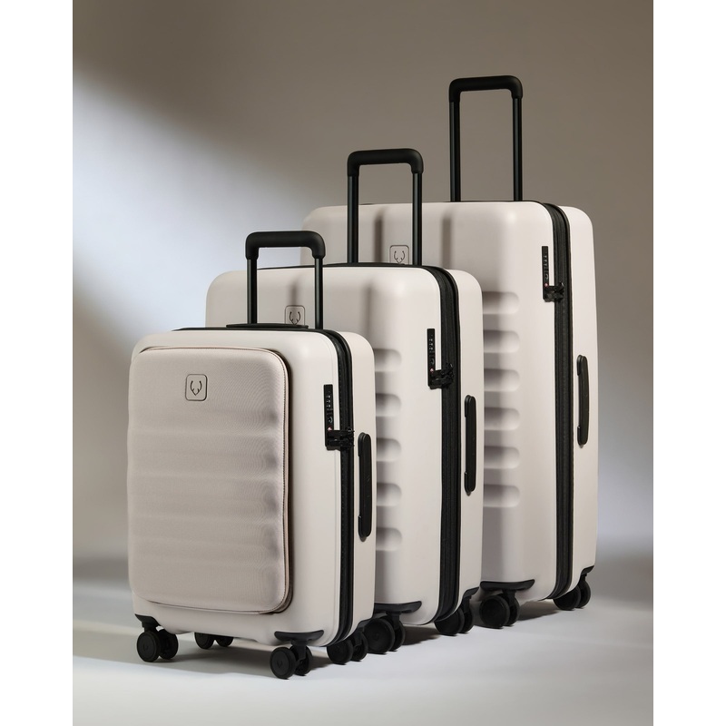 Carry-on with Pocket Luggage Set in Taupe – Icon Stripe