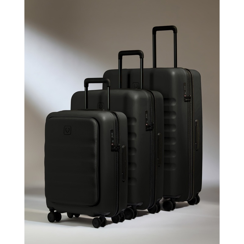 Carry-on with Pocket Luggage Set in Black – Icon Stripe